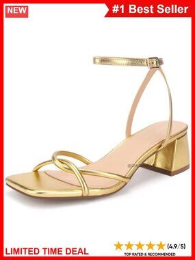 Open Toe Block Heel Sandals Strappy Low Heels Ankle Strap